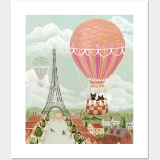 Hot Air Balloon Ride Cats Posters and Art